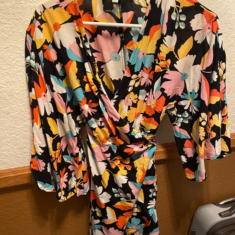 Floral Wrap Mini Dress
